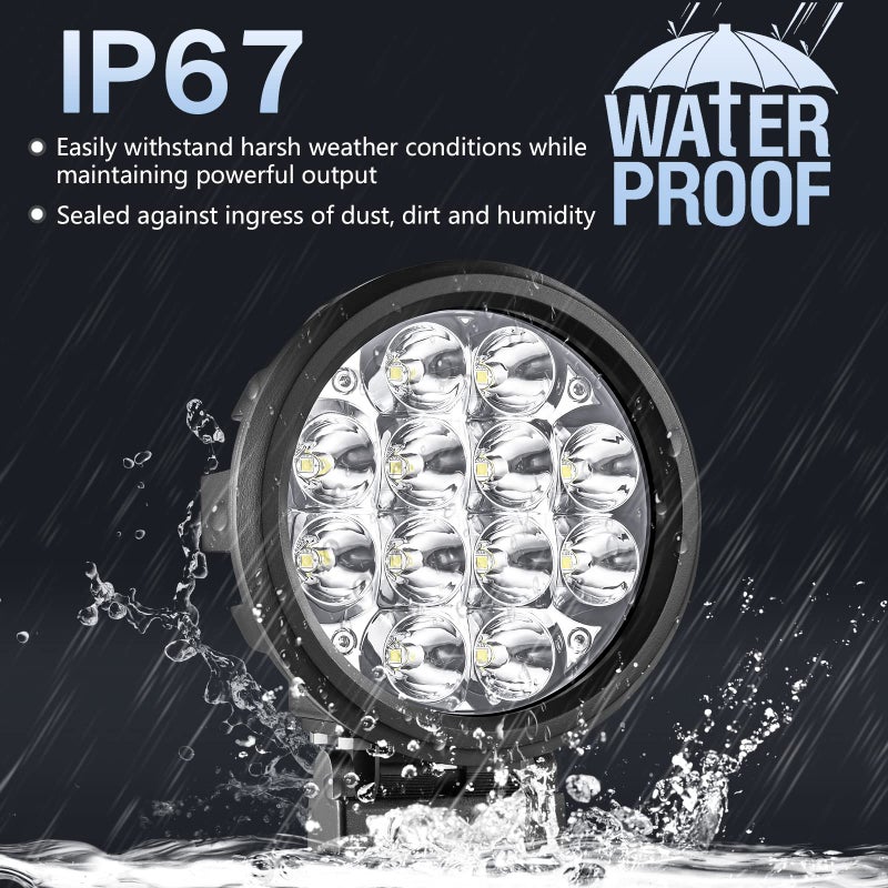 Audak 2Pcs 60W Spot Beam 6 Inch Round LED Work Light Driving Lights Spotlights for Off Road 4x4 Pickup Truck - Image 3
